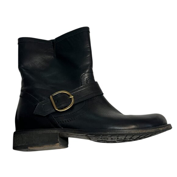 Eddie Bauer by Bronx Women’s Black Leather Ankle Boots Size 8 B Moto Biker Zip - Picture 5 of 12